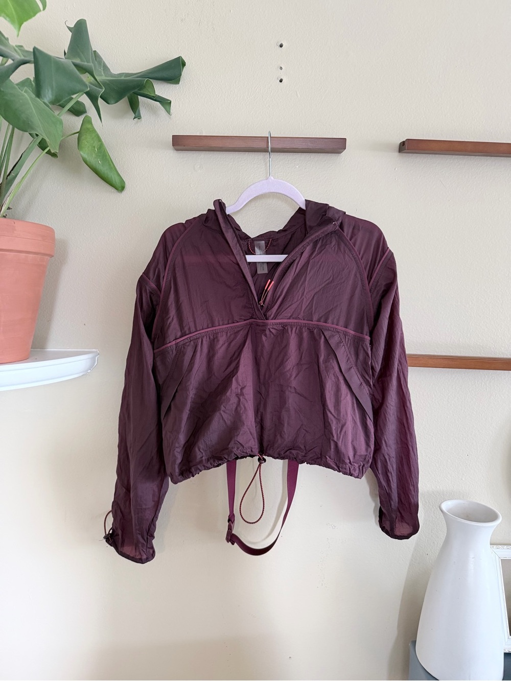Outdoor Voices Plum Half-Zip Hooded Bomber Jacket